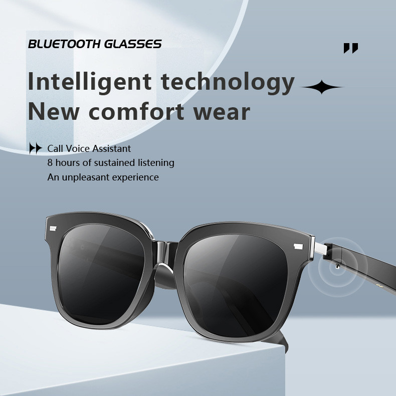 110mAh*2 Capacidad Gafas de sol Bluetooth con música 8-10 horas Lente de espejo negro brillante