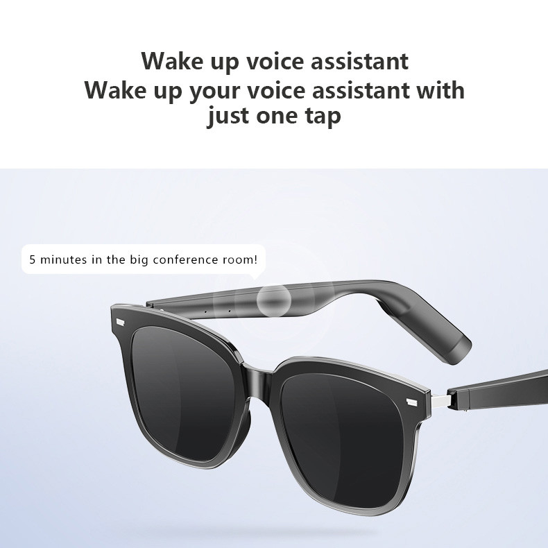 Tiempo de música de 8 horas Ultraligero BT 5.3 Bluetooth Gafas inteligentes con llamada 110mAh * 2 Capacidad