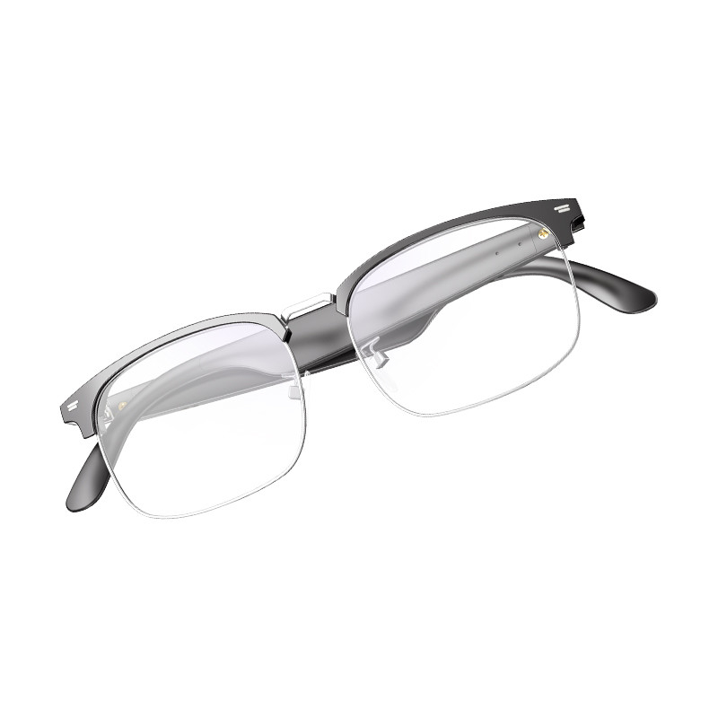 Black Silver BT 5.3 Ultralight Smart Bluetooth Gafas inalámbricas para escuchar música