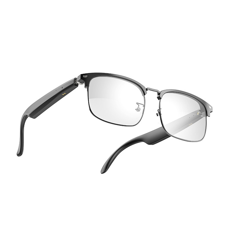 Black Silver BT 5.3 Ultralight Smart Bluetooth Gafas inalámbricas para escuchar música