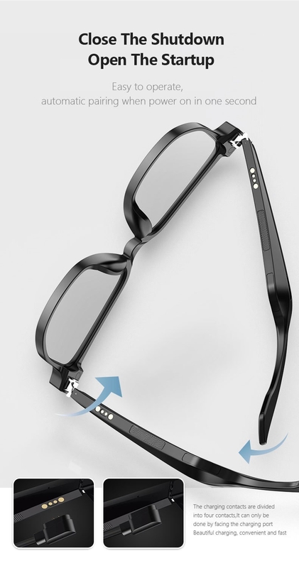 Stereo Sound Black Bluetooth Gafas de sol con llamada 90mAh Capacidad BT 5.1 Versión 4-6 Horas de espera